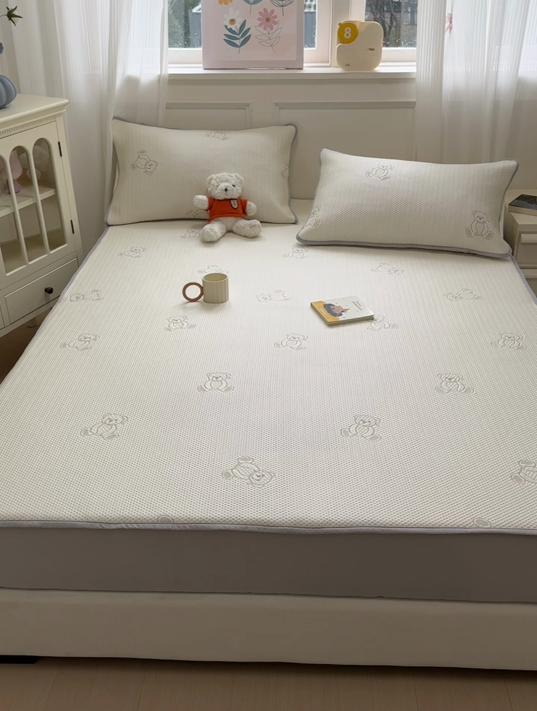 91家纺网 家纺一手货源 找家纺 金爱家 2025新款430克中分子豆豆席凉席席子 豆豆席-可爱熊