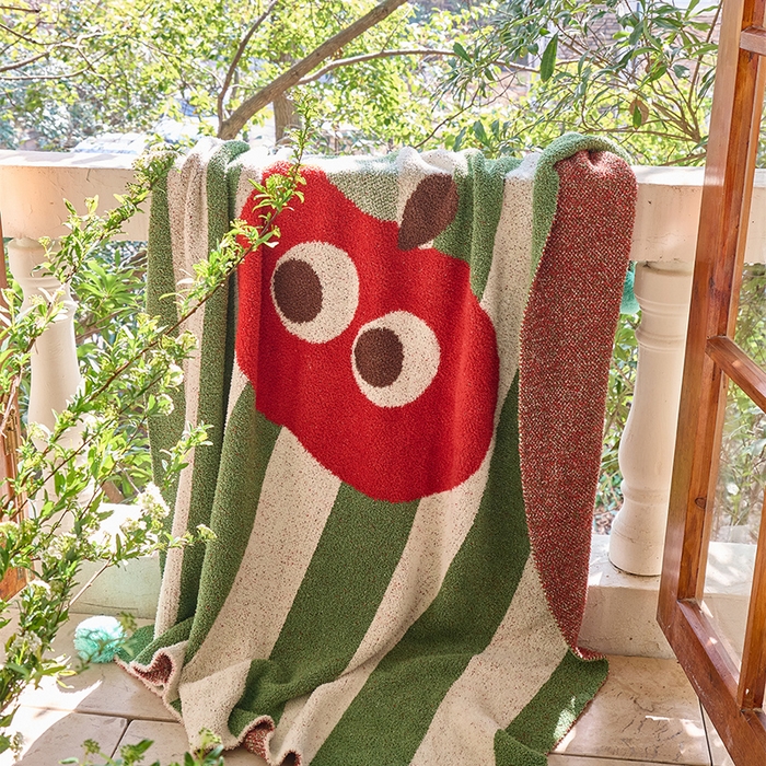 91家纺网 家纺一手货源 找家纺 （总）暖绵绵家纺 2025新款可爱卡通半边绒针织盖毯-乐绯