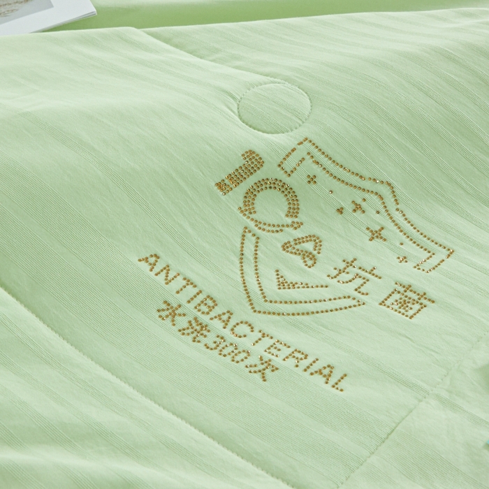 91家纺网 家纺一手货源 找家纺 宝士康家纺 2025新款10A抗菌华夫条提花夏被 青绿