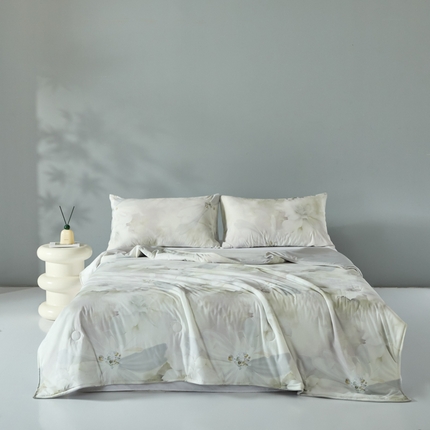 2025春夏新款100%双面锦纶美式印花夏被凉感空调被 花开半夏