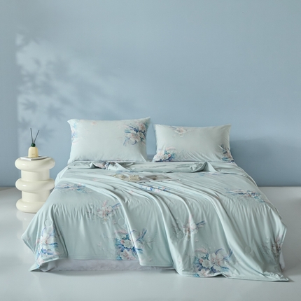 2025春夏新款100%双面锦纶美式印花夏被凉感空调被 珍珠花海