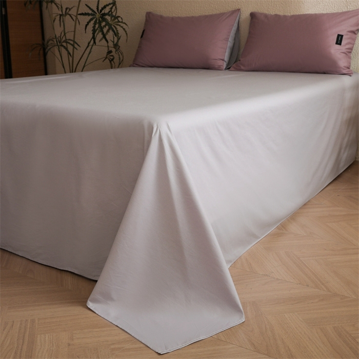 91家纺网 家纺一手货源 找家纺 启程2025新款全棉纯色双拼无印风四件套 香芋紫+水晶紫