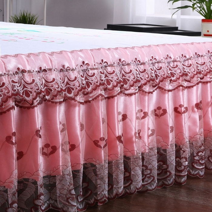 91家纺网 家纺一手货源 找家纺 情恒家纺2025新款床裙款冰丝布艺软凉席三件套 花间意-玉