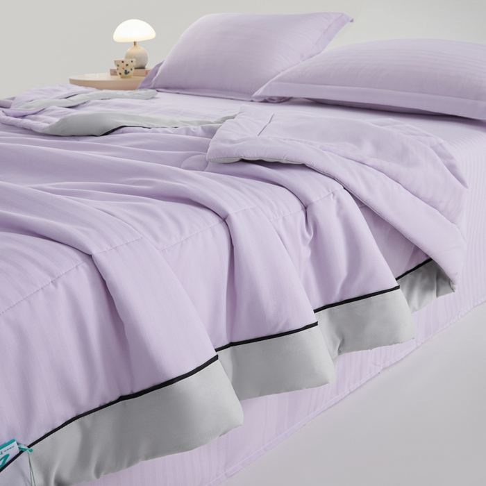 91家纺网 家纺一手货源 找家纺 宝士康家纺 2025新款10A抗菌华夫条提花夏被 香紫