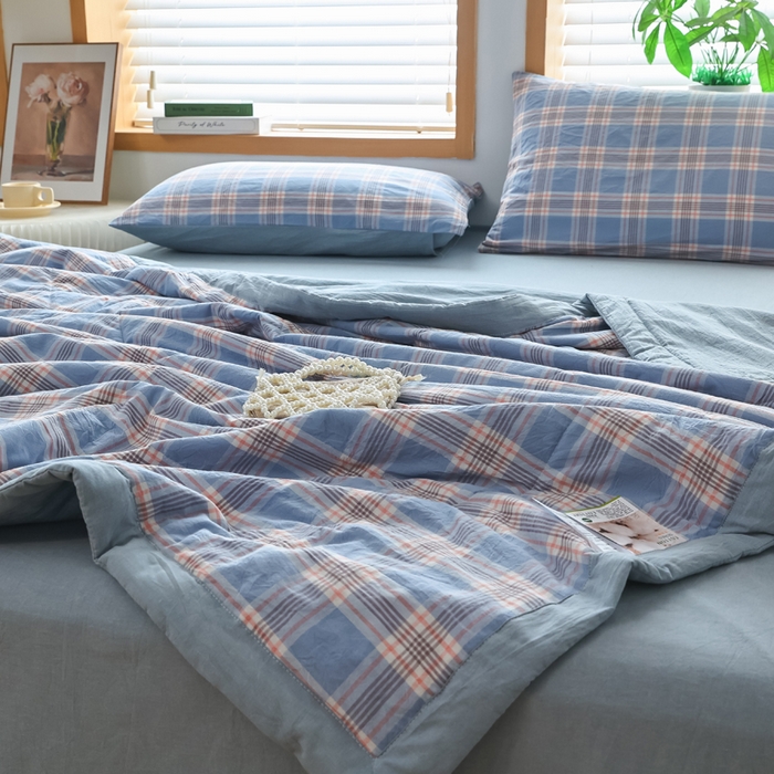 91家纺网 家纺一手货源 找家纺 圣尔雅家纺 2025新款里外全棉色织夏被新疆棉花被纯棉被子空调被夏凉被 艾玛条格