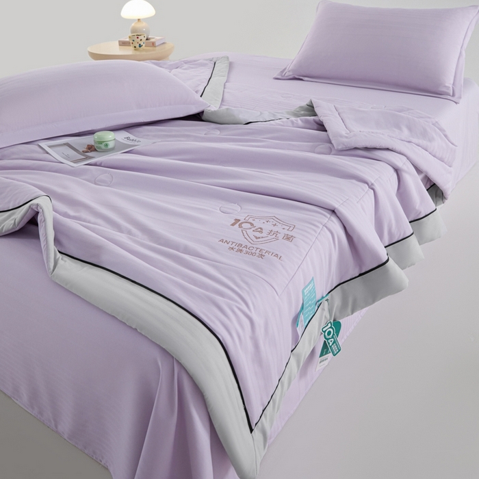 91家纺网 家纺一手货源 找家纺 宝士康家纺 2025新款10A抗菌华夫条提花夏被 香紫