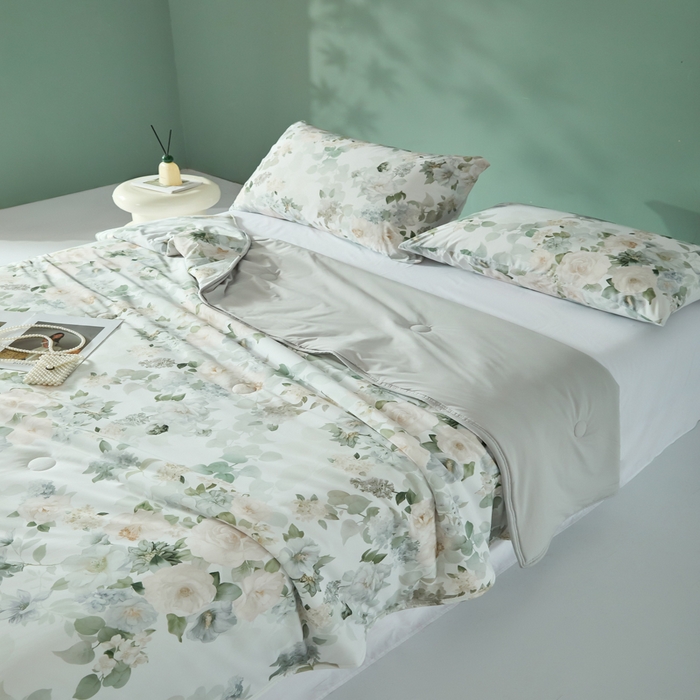 91家纺网 家纺一手货源 找家纺 2025春夏新款100%双面锦纶美式印花夏被凉感空调被 四季花城