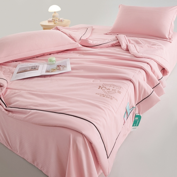 91家纺网 家纺一手货源 找家纺 宝士康家纺 2025新款10A抗菌华夫条提花夏被 豆沙