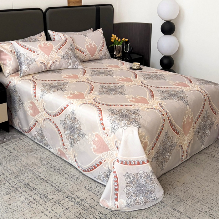 91家纺网 家纺一手货源 找家纺 纽缦家纺 2025新款印花冰丝防滑床单 经典