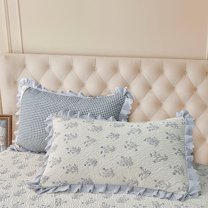 91家纺网 家纺一手货源 找家纺 梦柏 2025新款韩版双层纱夹棉绗缝床盖夏被四件套 芳香