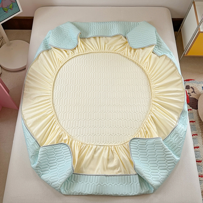 91家纺网 家纺一手货源 找家纺 金爱家 2025新款海绵宝宝乳胶凉席床笠款凉席席子 凉席床笠款-泡泡海绵宝宝