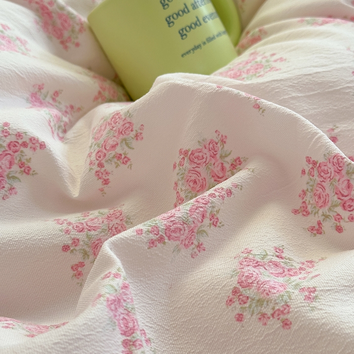 91家纺网 家纺一手货源 找家纺 玖明2025新款A类加厚柔软针织棉双层纱四件套 富贵花开