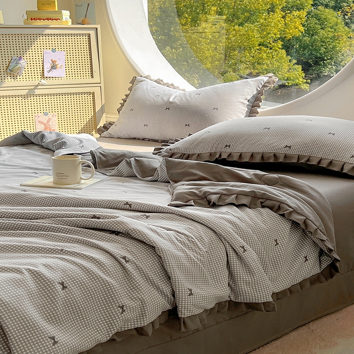 91家纺网 家纺一手货源 找家纺 欧尚 2025新款夏被四件套 蝴蝶结