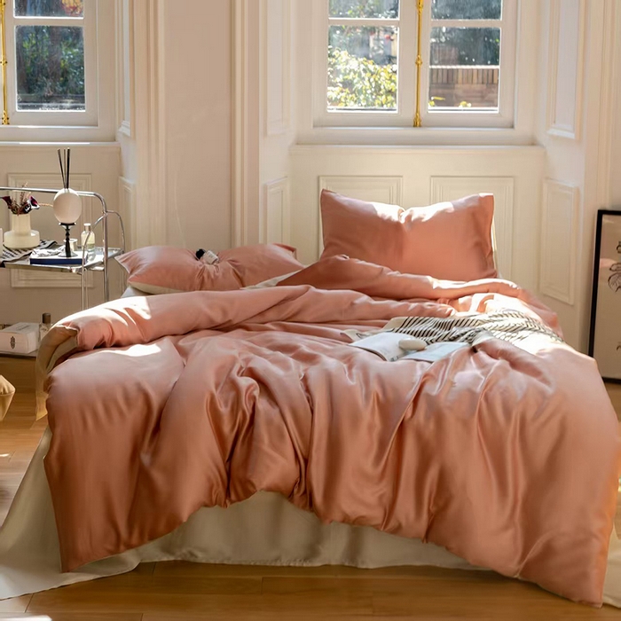 91家纺网 家纺一手货源 找家纺 未来家居 2025新款60S兰精天丝纯色四件套 芝芝淘淘-极地白