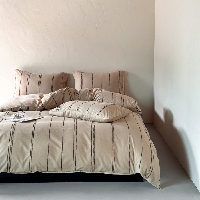 91家纺网 家纺一手货源 找家纺 山舍家居 2025新款全棉纯棉色织提花四件套-弗洛伦萨的落日 弗洛伦萨的落日-卡其