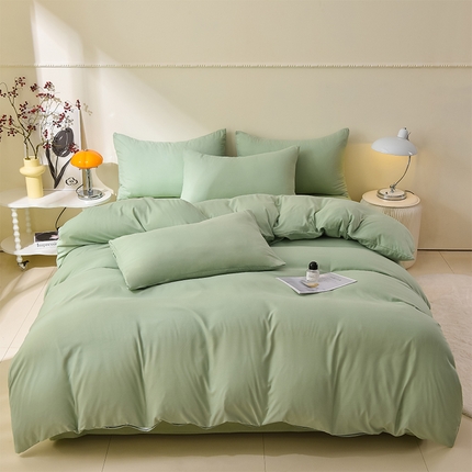 迪拜家纺 2025新款加厚水洗棉四件套-马卡龙绿