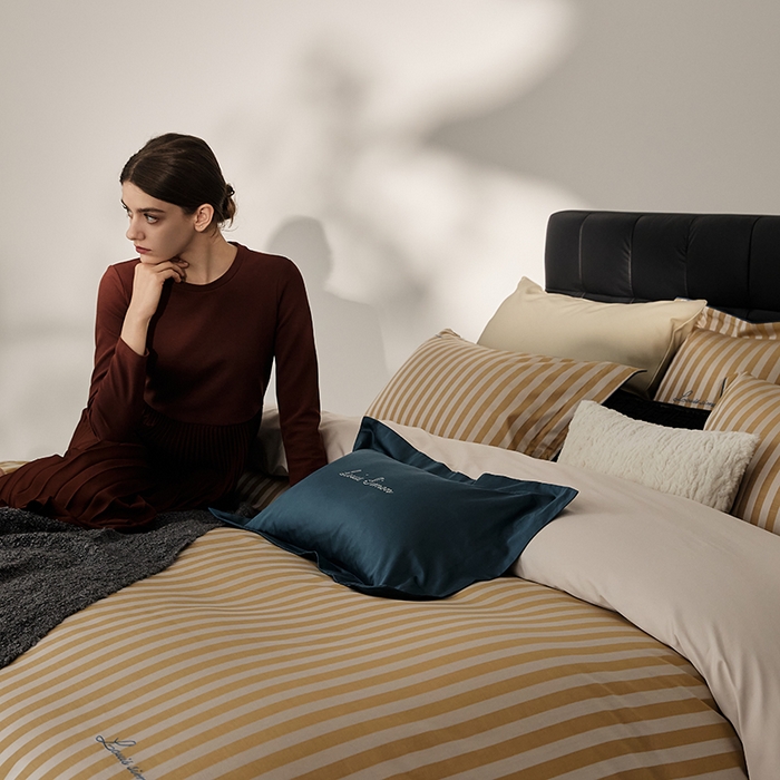 91家纺网 家纺一手货源 找家纺 涞澳家纺 2025新款全棉色织提花四件套 浅忆