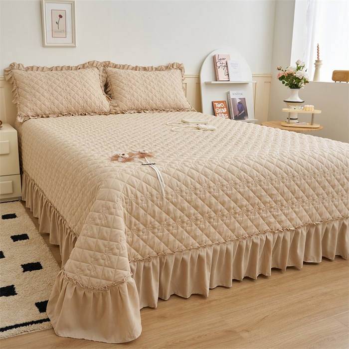 91家纺网 家纺一手货源 找家纺 恒爱家纺 2025新款A类针织棉立体单床盖-扶桑花 扶桑花-金典驼