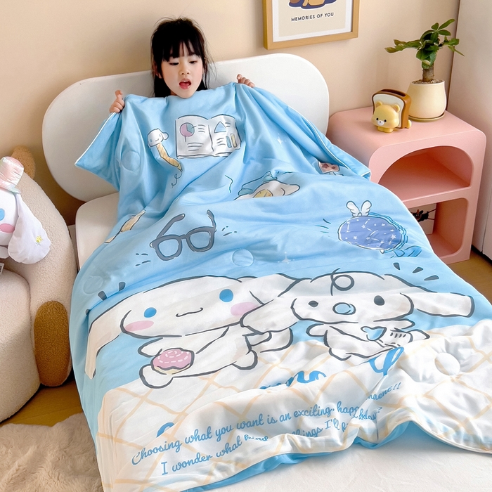 91家纺网 家纺一手货源 找家纺 吉咪兔家纺 25年新款三丽鸥库洛米儿童凉感丝夏被卡通空调被幼儿园午睡夏被夏凉被空调被 兄弟玉桂狗