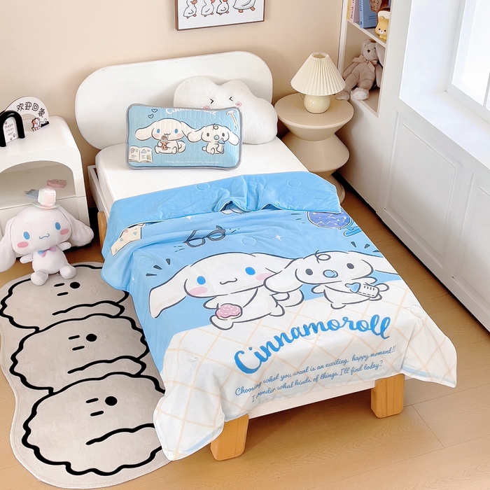 91家纺网 家纺一手货源 找家纺 吉咪兔家纺 25年新款三丽鸥库洛米儿童凉感丝夏被卡通空调被幼儿园午睡夏被夏凉被空调被 兄弟玉桂狗