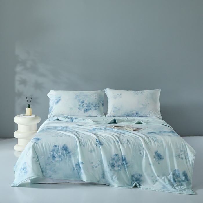 91家纺网 家纺一手货源 找家纺 2025春夏新款100%双面锦纶美式印花夏被凉感空调被 兰亭序