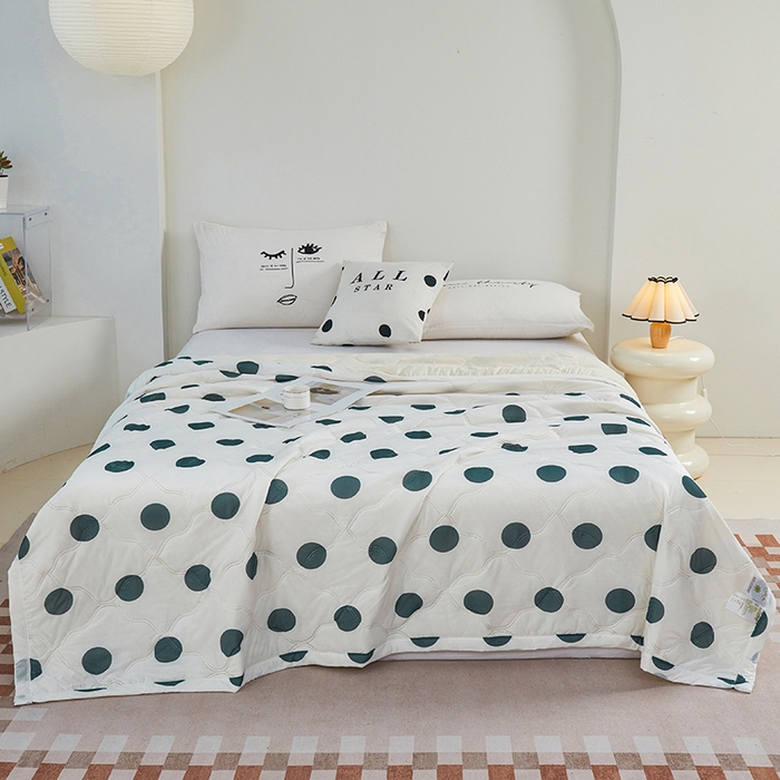 91家纺网 家纺一手货源 找家纺 被多多被业 2025新款凉感丝印花夏被夏凉被空调被 波点