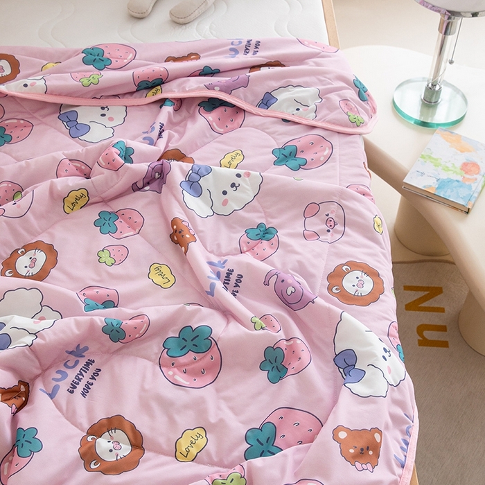 91家纺网 家纺一手货源 找家纺 嗨生活2025年儿童夏被 幼儿园夏被 凉感丝夏被 安妮兔