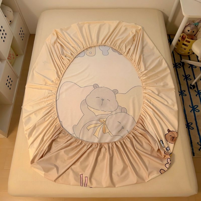 91家纺网 家纺一手货源 找家纺 浩诚2025新款卡皮巴拉原创IP全棉大版单床笠单枕套-有作品登记证书 睡梦巴拉