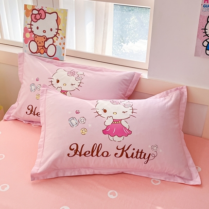 博雅 2025新款三丽鸥全棉大版单枕套 花花KT猫