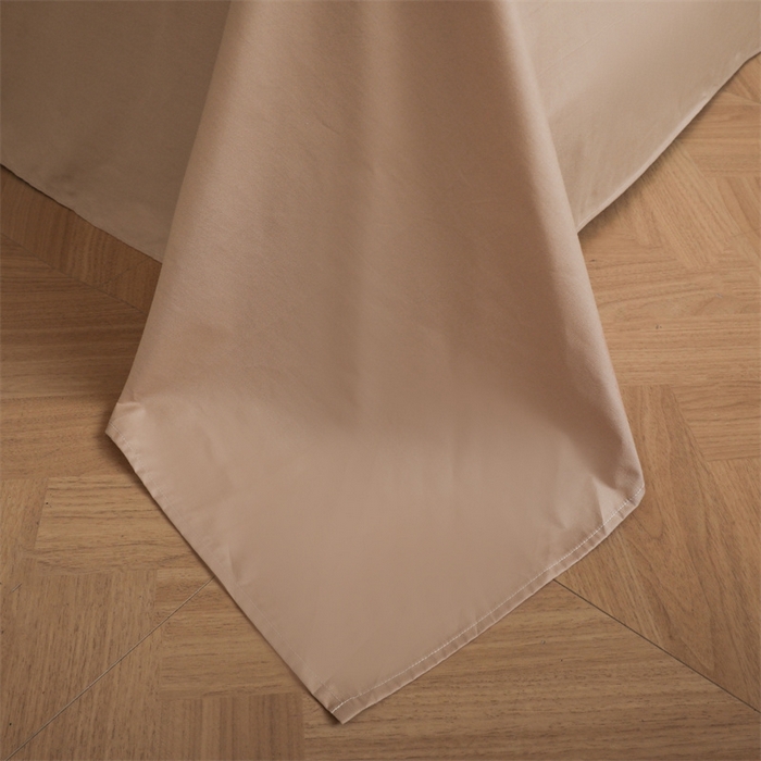 91家纺网 家纺一手货源 找家纺 启程2025新款全棉纯色双拼无印风四件套 奶白+杏仁