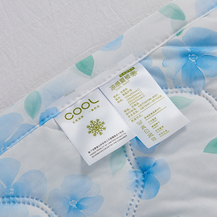 91家纺网 家纺一手货源 找家纺 被多多被业 2025新款凉感丝印花夏被夏凉被空调被 山茶花-蓝