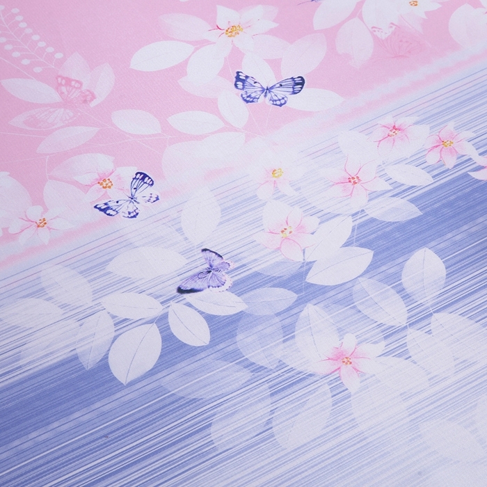 91家纺网 家纺一手货源 找家纺 情恒家纺2025新款床裙款冰丝布艺软凉席三件套 蝶舞花香-粉