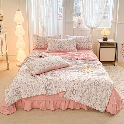 一比一家纺 2025新款针织双层纱夏被床盖四件套单夏被单床盖单品 秘境