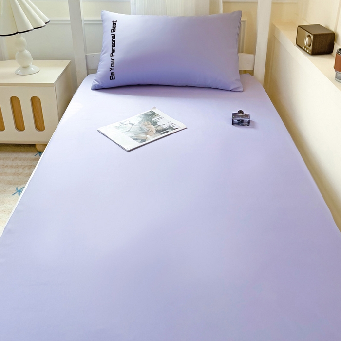 91家纺网 家纺一手货源 找家纺 纽缦家纺 2025新款纯色提花学生冰丝床笠 海青