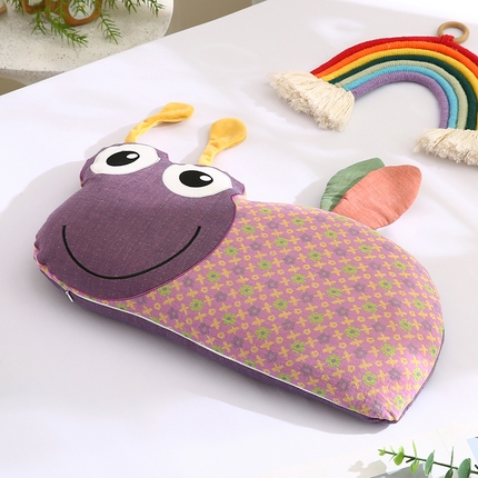 蔻眠 2025小蜜蜂-全棉双层纱儿童荞麦枕芯成人卡通学生枕头 小蜜蜂-紫拼绿