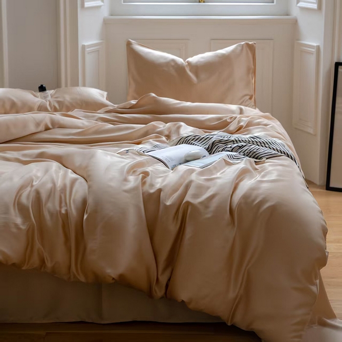 91家纺网 家纺一手货源 找家纺 未来家居 2025新款60S兰精天丝纯色四件套 沙茶色