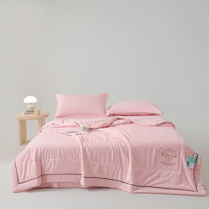 91家纺网 家纺一手货源 找家纺 宝士康家纺 2025新款10A抗菌华夫条提花夏被 豆沙