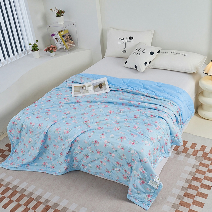 91家纺网 家纺一手货源 找家纺 被多多被业 2025新款凉感丝印花夏被夏凉被空调被 浪漫玫瑰