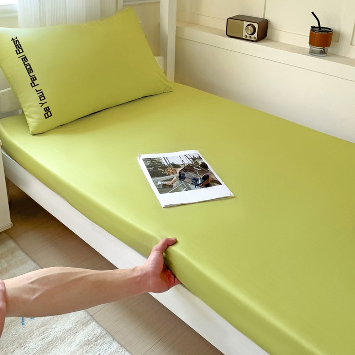 91家纺网 家纺一手货源 找家纺 （总）纽缦家纺 2025新款纯色提花学生冰丝床笠