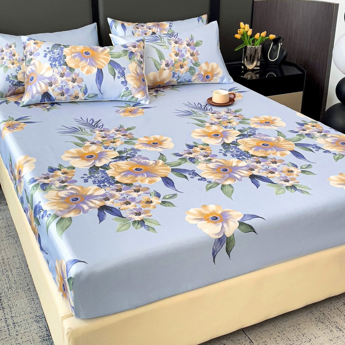 91家纺网 家纺一手货源 找家纺 纽缦家纺 2025新款印花冰丝床笠 满园