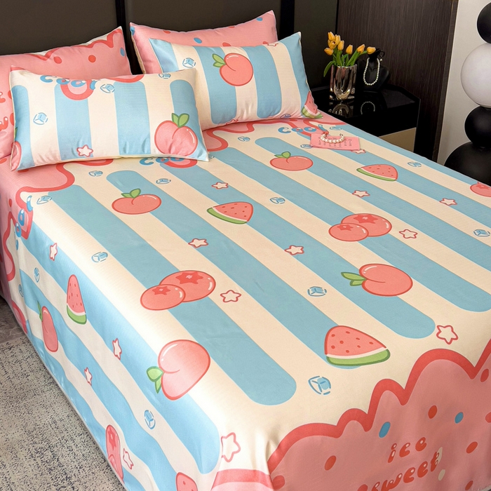 91家纺网 家纺一手货源 找家纺 纽缦家纺 2025新款印花冰丝防滑床单 炎炎夏日