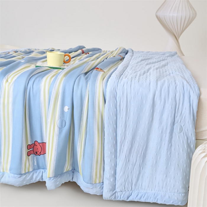 91家纺网 家纺一手货源 找家纺 默忆 2025新款印花凉感丝夏被夏凉被空调被加氨纶豆豆被 线条小狗