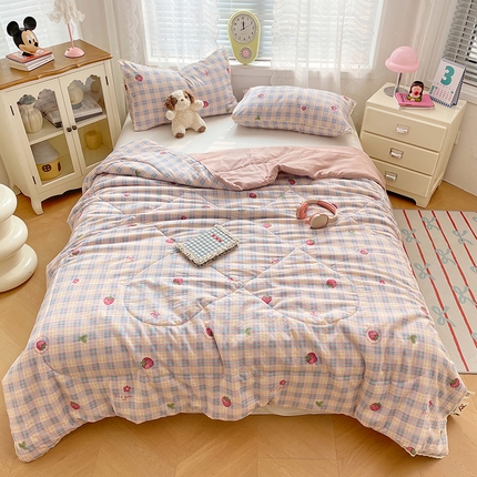 91家纺网 家纺一手货源 找家纺 （总）优承佳生活馆 2025新款云感双层纱浪漫小花边抗菌夏被子被芯