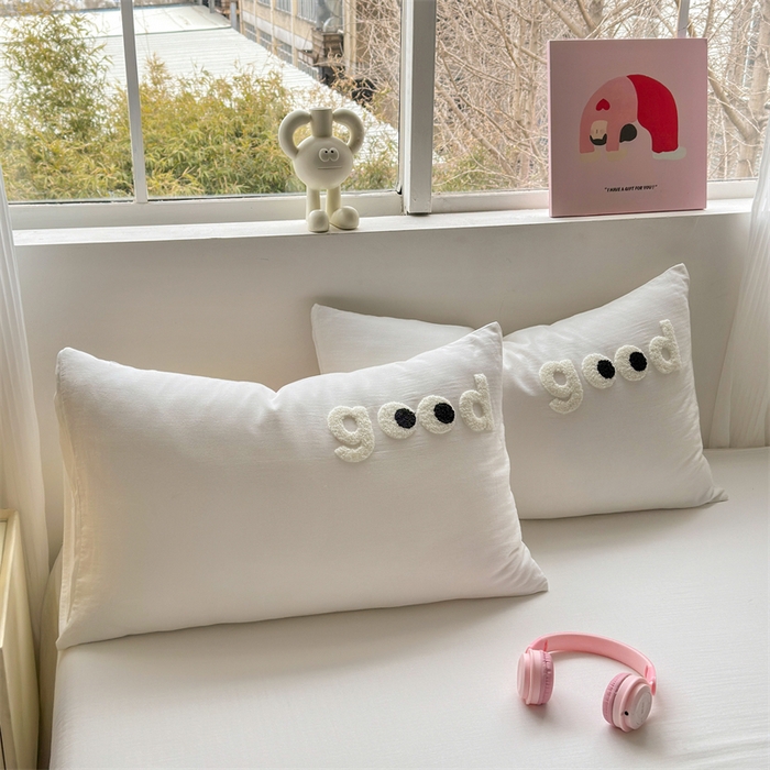 91家纺网 家纺一手货源 找家纺 丽涵 2025新款全棉纯棉大雁纹绣花单品枕套 good象牙白