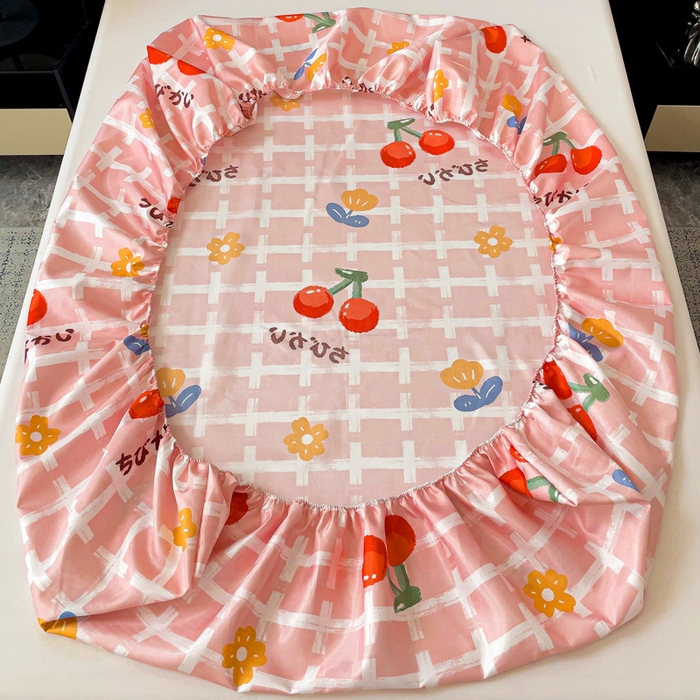 91家纺网 家纺一手货源 找家纺 纽缦家纺 2025新款印花冰丝床笠 雨果清香粉