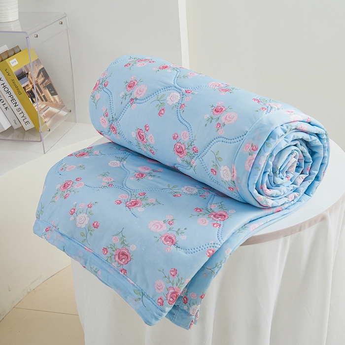 91家纺网 家纺一手货源 找家纺 被多多被业 2025新款凉感丝印花夏被夏凉被空调被 浪漫玫瑰