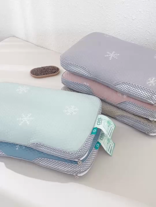 91家纺网 家纺一手货源 找家纺 芯洲2025新款荞麦枕凉豆豆夏季成人冰感透气枕头枕芯 寒酥-冰川蓝