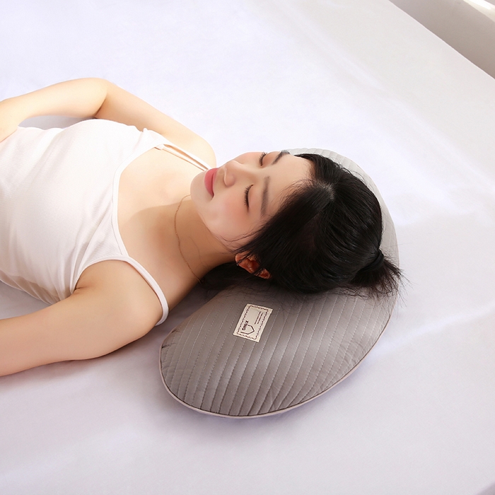 91家纺网 家纺一手货源 找家纺 蔻眠 2025新款月牙-全棉甜荞麦护颈枕芯儿童学生成人荞麦壳枕头 月牙-灰色