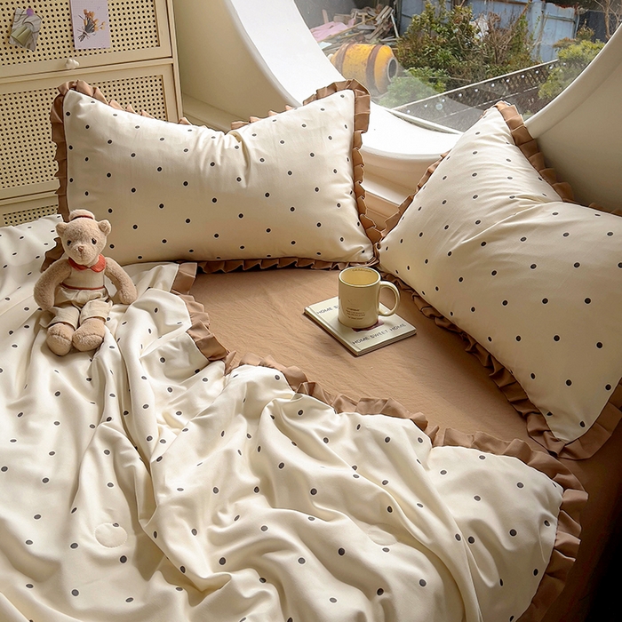 91家纺网 家纺一手货源 找家纺 欧尚 2025新款夏被四件套 黑波点