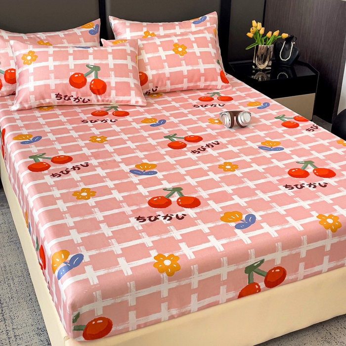 91家纺网 家纺一手货源 找家纺 纽缦家纺 2025新款印花冰丝床笠 雨果清香粉